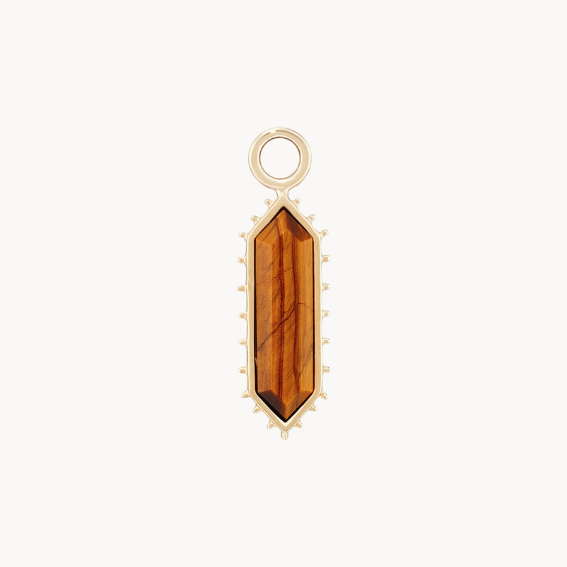 the goddess tiger’s eye earring charm - 10k yellow gold, tigers eye gemstone