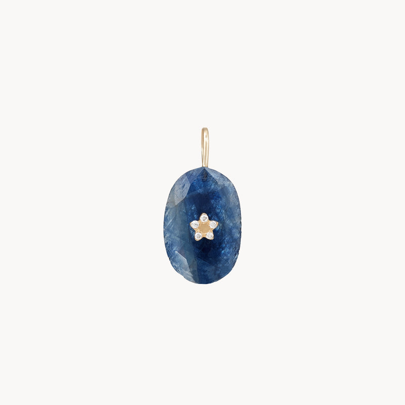 mama blue sapphire bloom necklace - 10k yellow gold, blue sapphire, diamonds