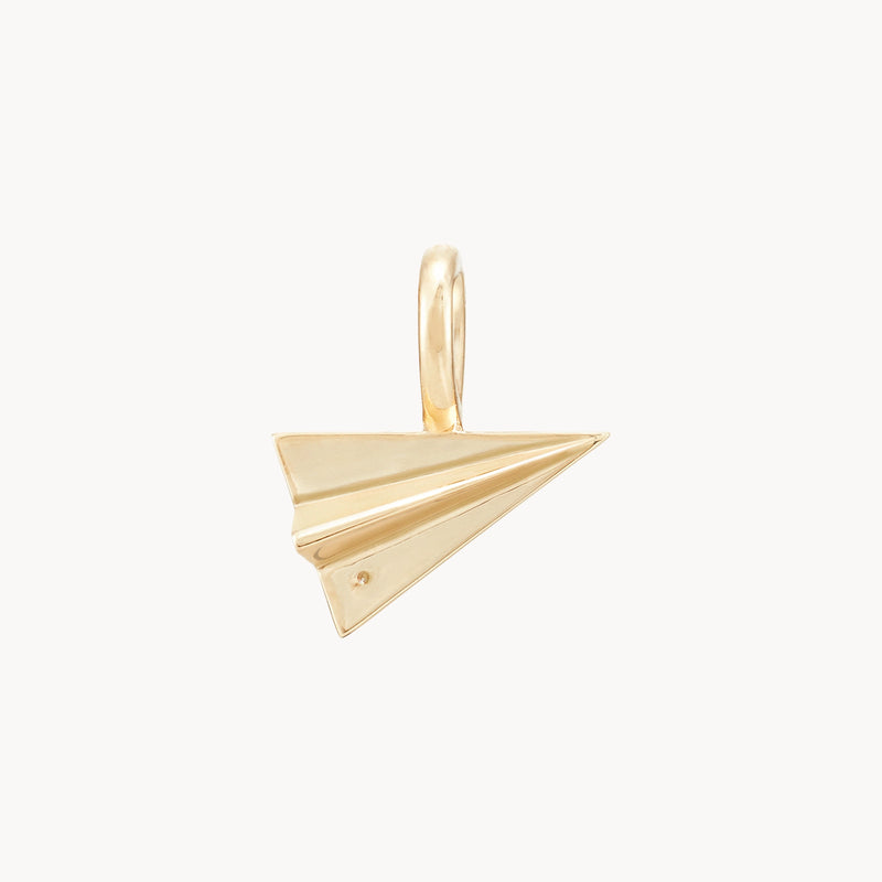 take flight paper plane charm - 10k yellow gold, brilliant diamond