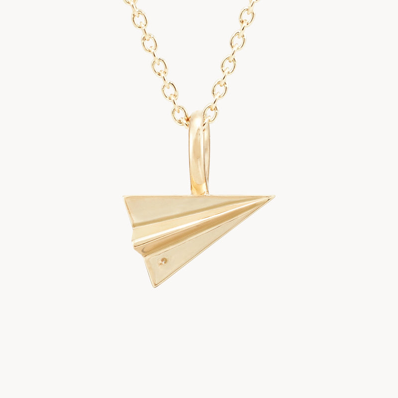 take flight paper plane charm - 10k yellow gold, brilliant diamond