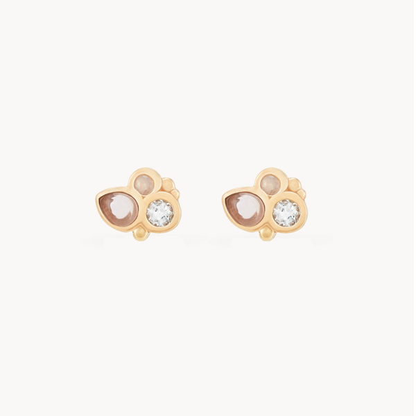 air element stud earring - 14k yellow gold, natural gemstones