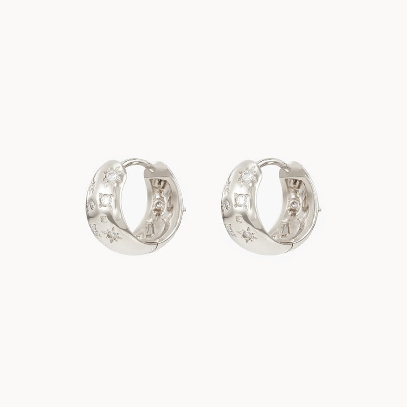 reversible chunky element hoop earrings - sterling silver, white sapphire