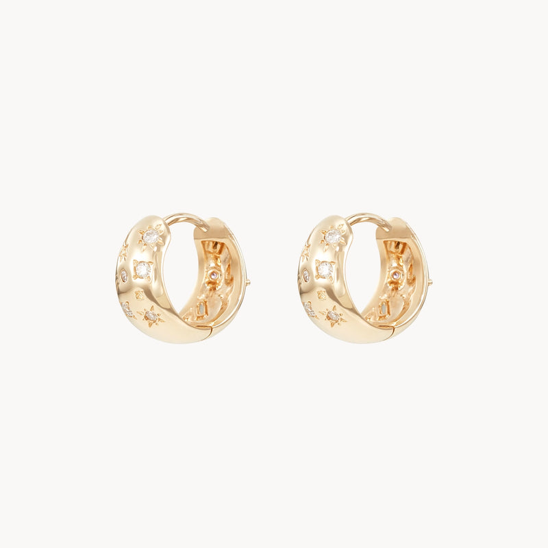 chunky element hoop earrings - 14k yellow gold, natural gemstones