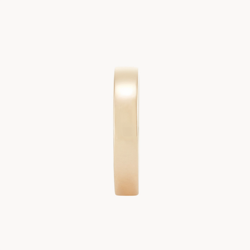 A simple, thin gold band with a polished finish, viewed from the side against a plain white background. The infinity love band polished - 14k yellow gold by beloved by bluboho is circular and lacks any additional ornamentation or design.