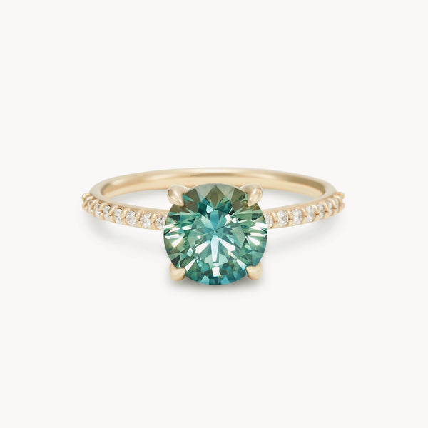 i carry your heart with me one-of-a-kind ring - 14k yellow gold, round sapphire, diamonds