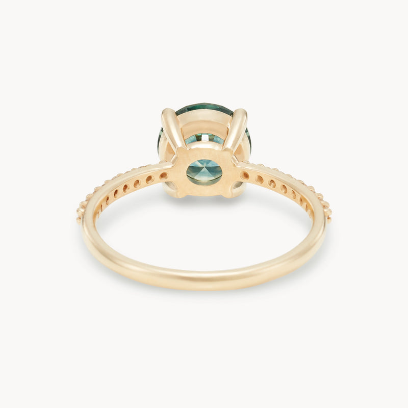 i carry your heart with me one-of-a-kind ring - 14k yellow gold, round sapphire, diamonds