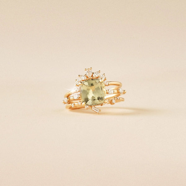 i’d find you again one-of-a-kind ring - 14k yellow gold, cushion cut sapphire, diamonds