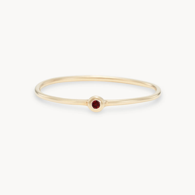 family january birthstone stacking ring - 10k yellow gold, garnet gemstone