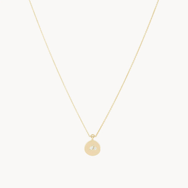 the kindred spirits lean on me medallion necklace - 14k yellow gold, diamonds