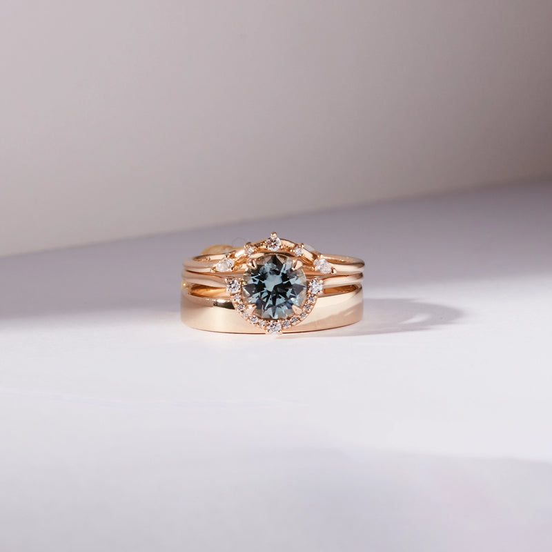 luminous night one-of-a-kind - 14k yellow gold ring, icy blue sapphire -AC
