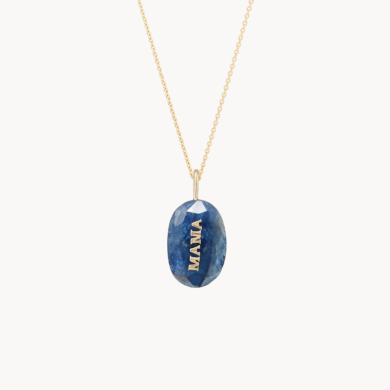 mama blue sapphire bloom necklace - 10k yellow gold, blue sapphire, diamonds