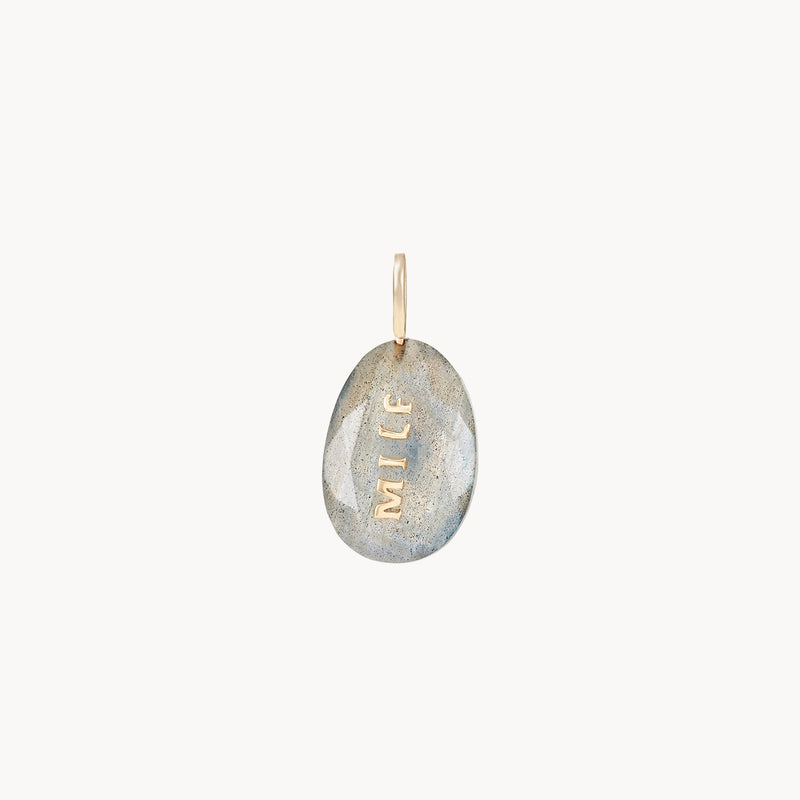 labradorite bloom MILF necklace - 10k yellow gold, natural labradorite gemstone, diamonds