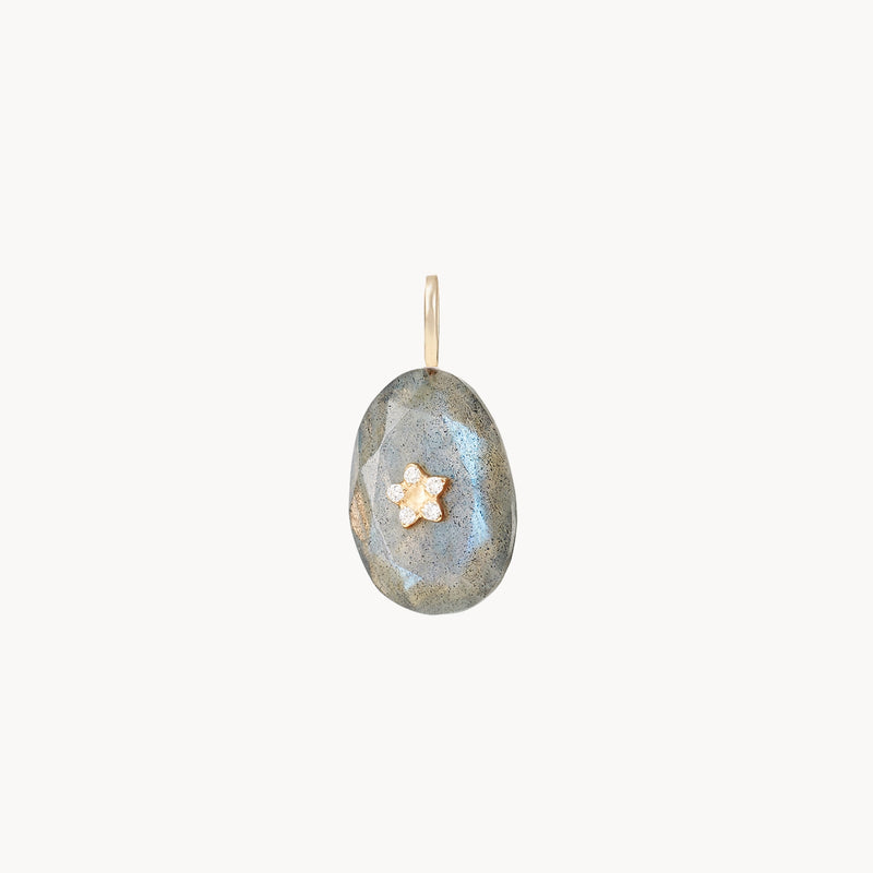 labradorite bloom MILF necklace - 10k yellow gold, natural labradorite gemstone, diamonds