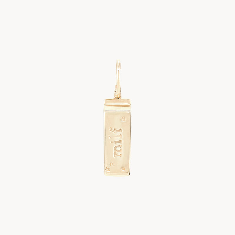 milf mama carton charm - 10k yellow gold, mother of pearl, diamonds