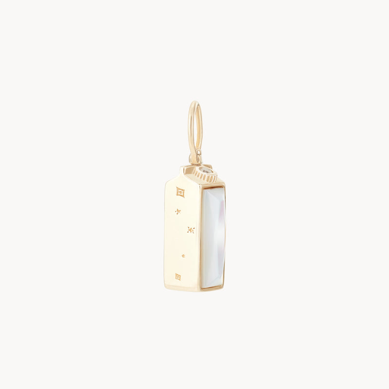 milf mama carton charm - 10k yellow gold, mother of pearl, diamonds