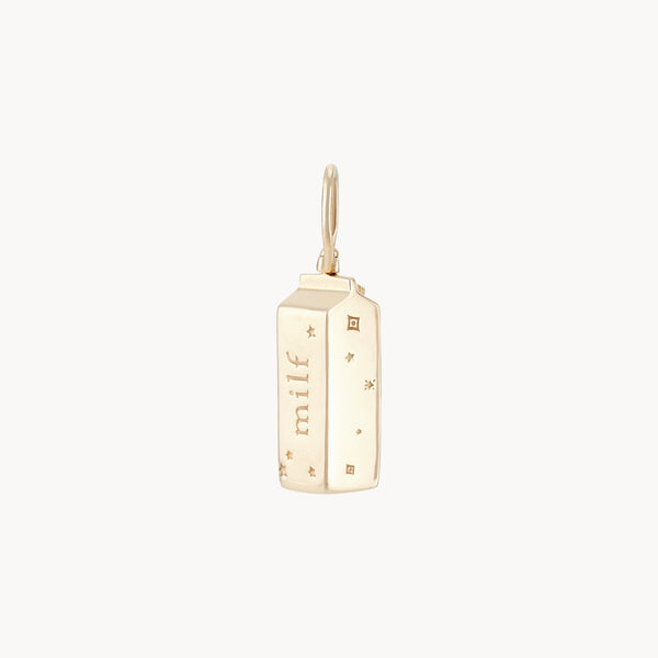 milf mama carton charm - 10k yellow gold, mother of pearl, diamonds