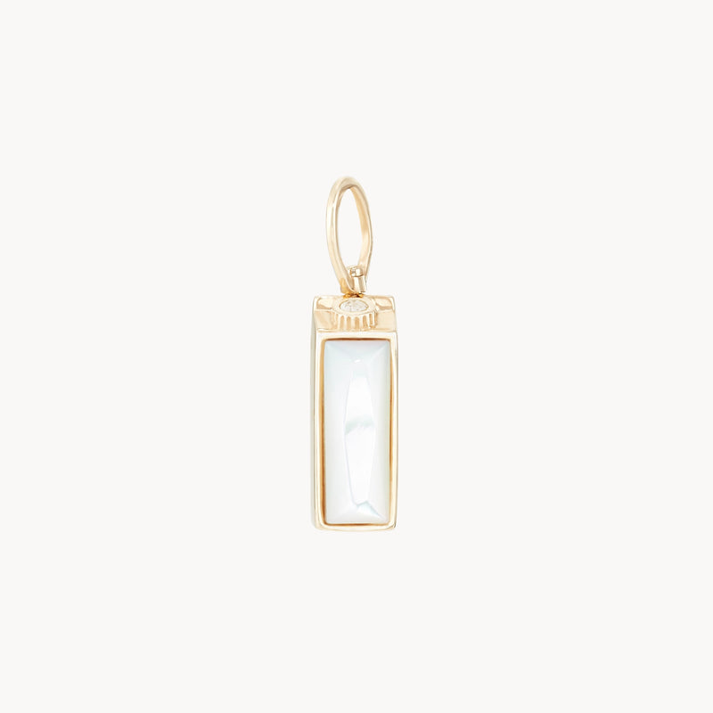 milf mama carton charm - 10k yellow gold, mother of pearl, diamonds