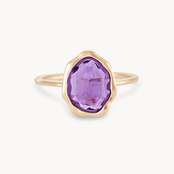 amethyst mood ring - 14k yellow gold