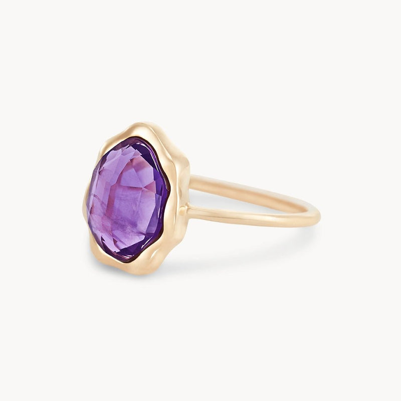 amethyst mood ring - 14k yellow gold