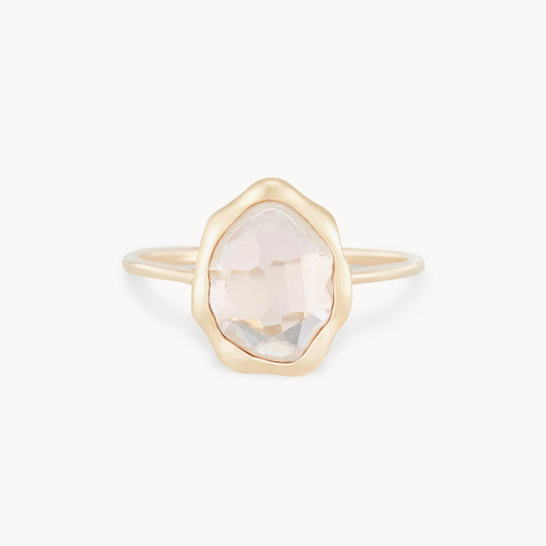 rose quartz mood ring- 14k yellow gold