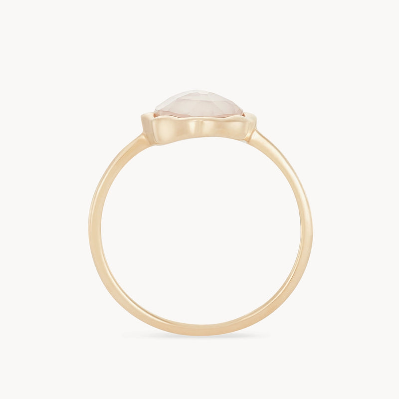 rose quartz mood ring- 14k yellow gold