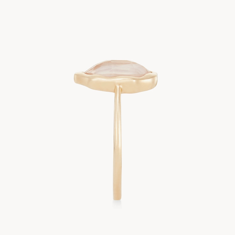 rose quartz mood ring- 14k yellow gold