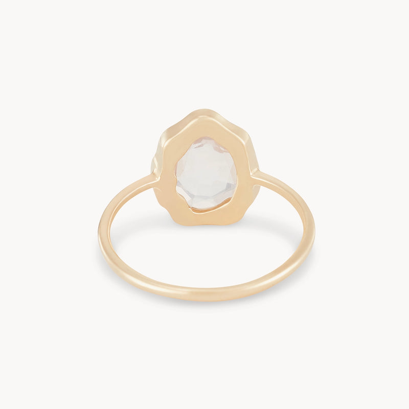 rose quartz mood ring- 14k yellow gold