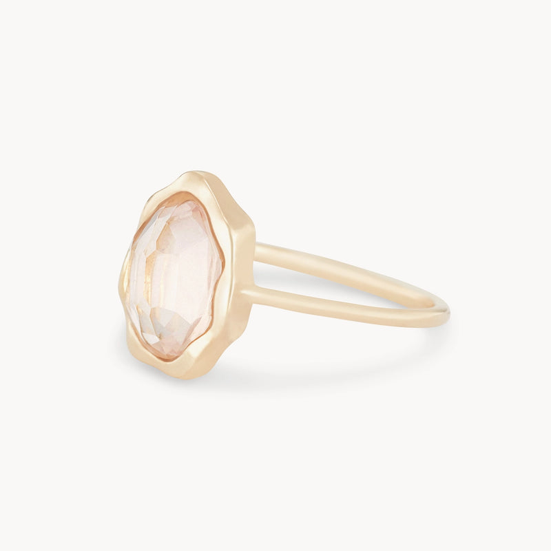 rose quartz mood ring- 14k yellow gold