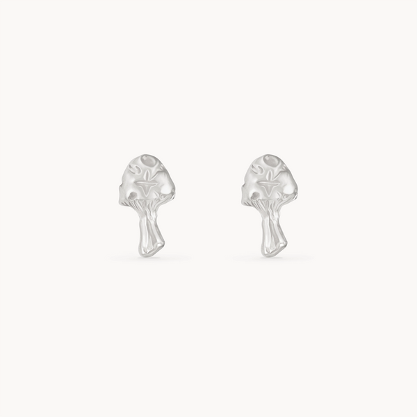 mushroom earrings - sterling silver