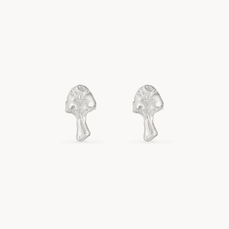 mushroom earrings - sterling silver
