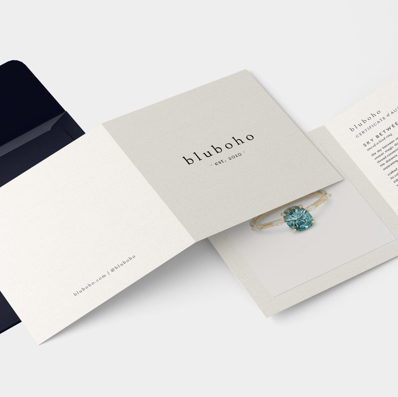 sky between us one-of-a-kind ring - 14k yellow gold, oval sapphire, diamonds