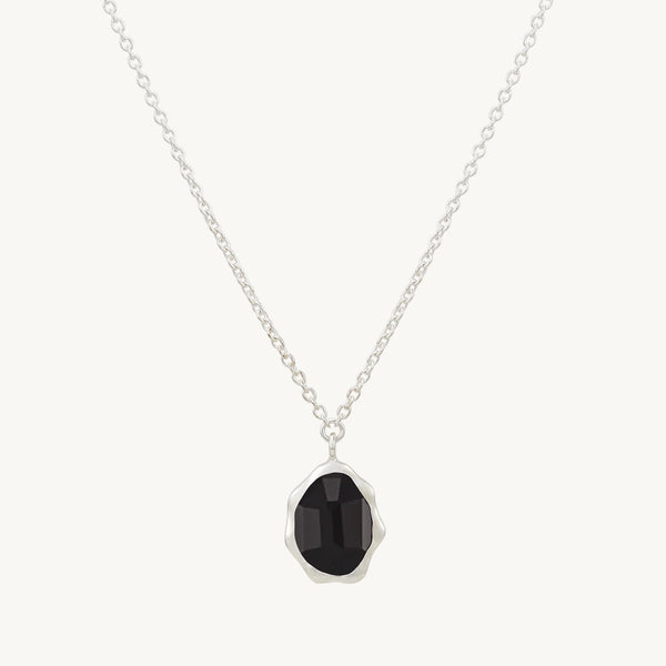 black onyx mood necklace silver - sterling silver, black onyx