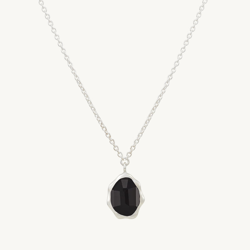 black onyx mood necklace silver - sterling silver, black onyx