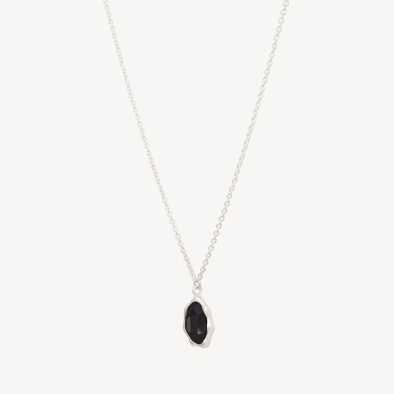 black onyx mood necklace silver - sterling silver, black onyx