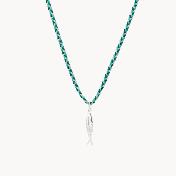 daydream memory braided cord necklace  - sterling silver, braided cord