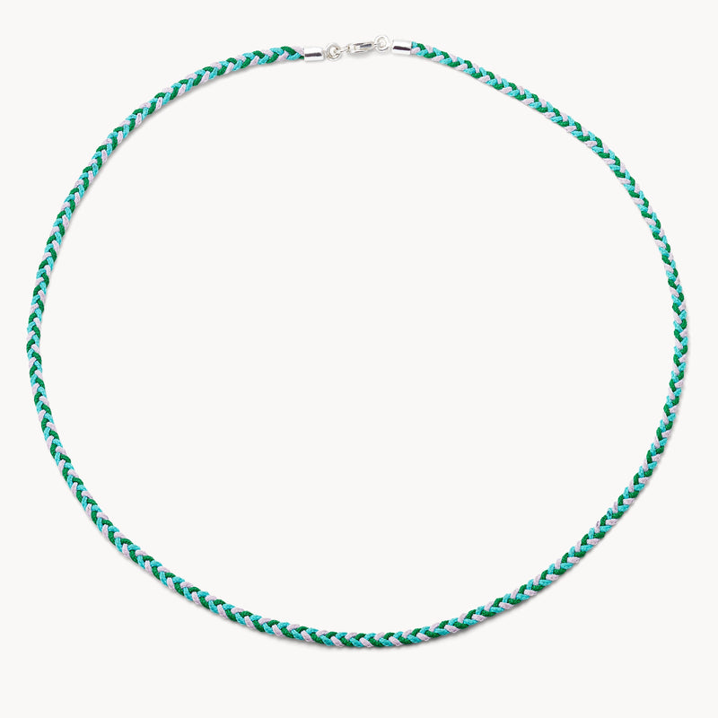 daydream memory braided cord necklace  - sterling silver, braided cord
