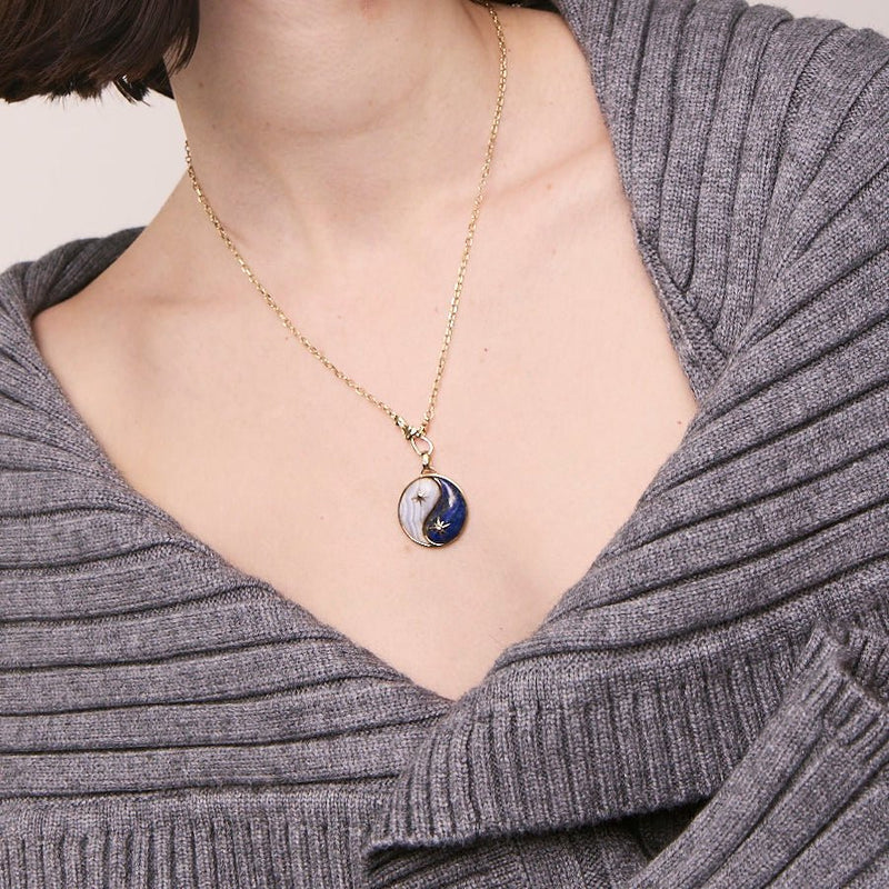 magic maker charm collector clasp necklace - 10k yellow gold, diamonds