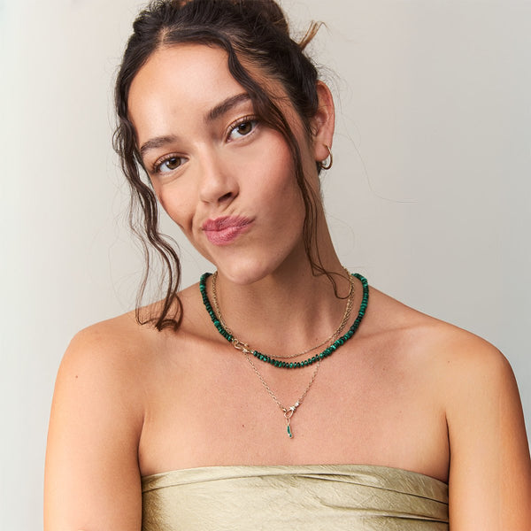 big dill energy lucky emerald pickle charm - 10k yellow gold, emerald gemstone, diamond