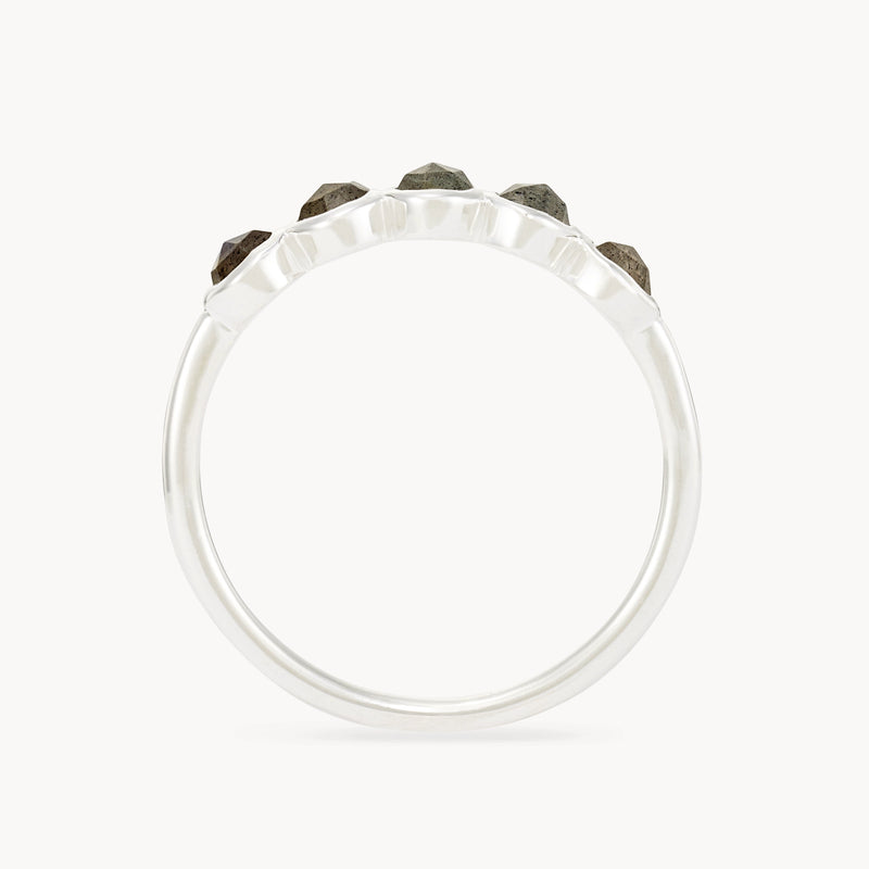labradorite five stone mood ring - sterling silver, labradorite gemstones