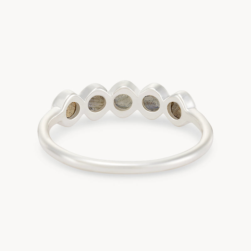 labradorite five stone mood ring - sterling silver, labradorite gemstones