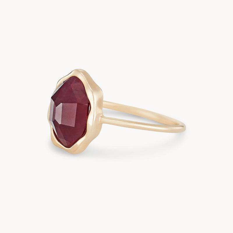 ruby mood ring - 14k yellow gold