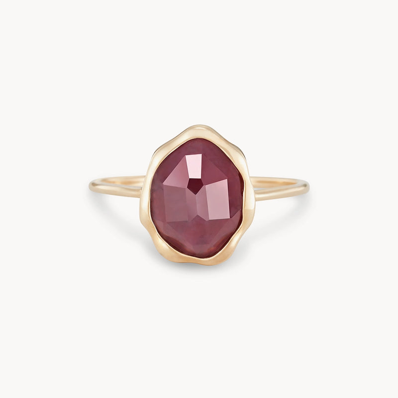 ruby mood ring - 14k yellow gold