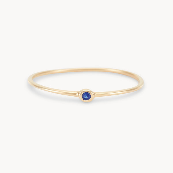 new bezel set serendipity blue sapphire ring - 10k yellow gold, precious gems