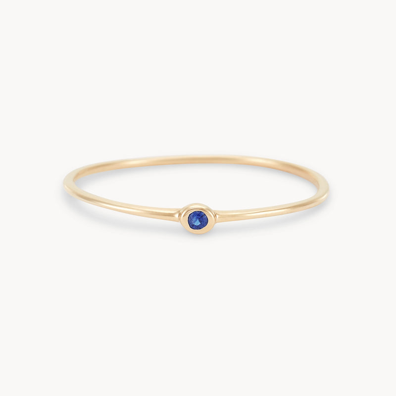 new bezel set serendipity blue sapphire ring - 10k yellow gold, precious gems