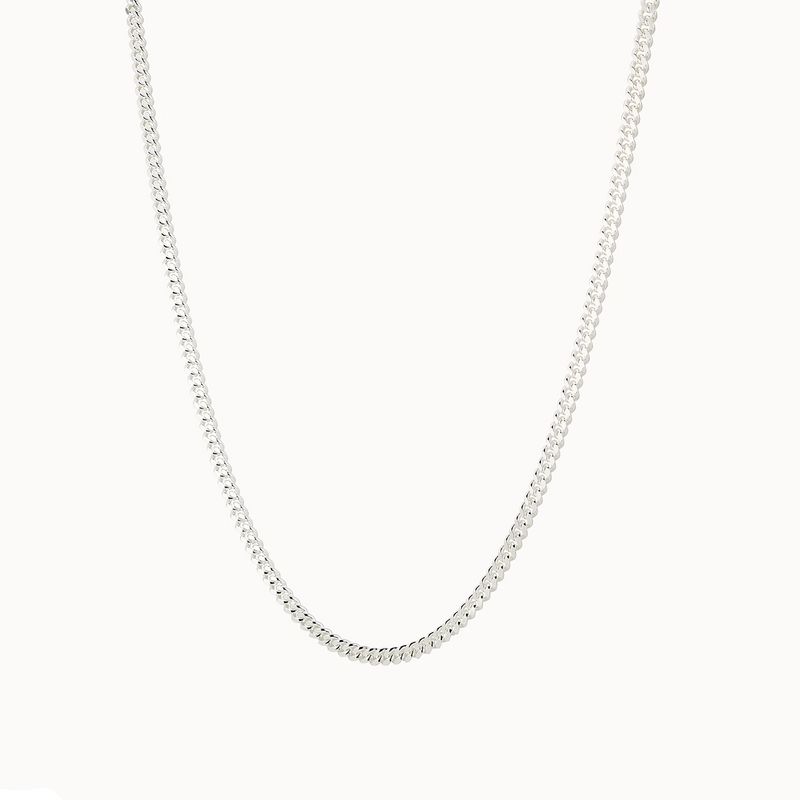 curb silver necklace - sterling silver