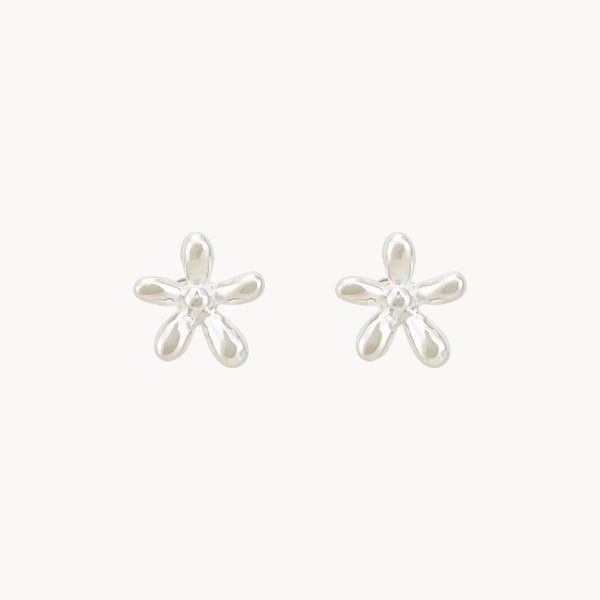 5 petal flower earrings - sterling silver