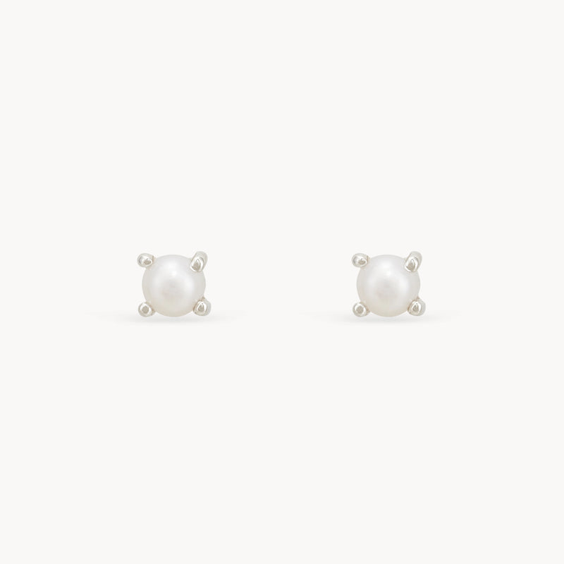 prong-set pearl earrings - sterling silver