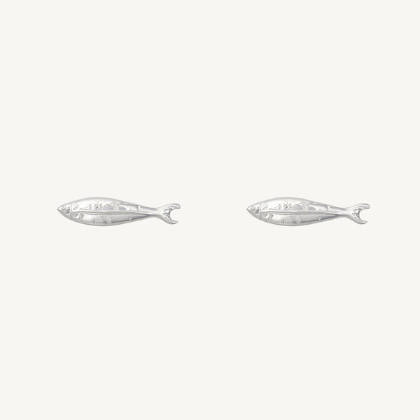 little fish earrings - sterling silver