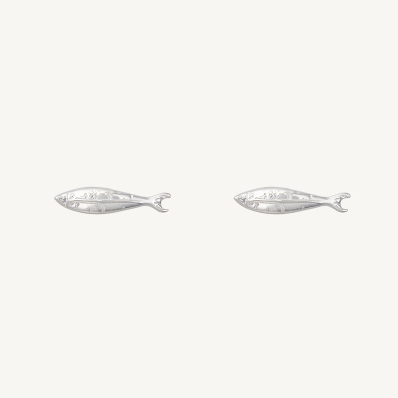 little fish earrings - sterling silver