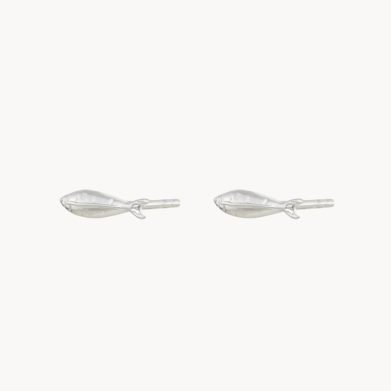 little fish earrings - sterling silver